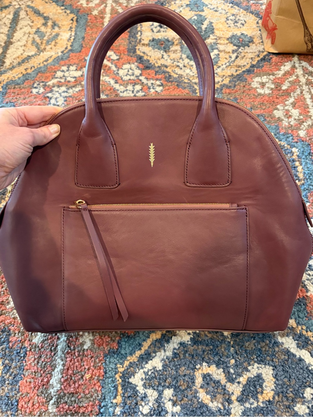 Thacker New York Leather Top-Handle Satchel in Rose Pink